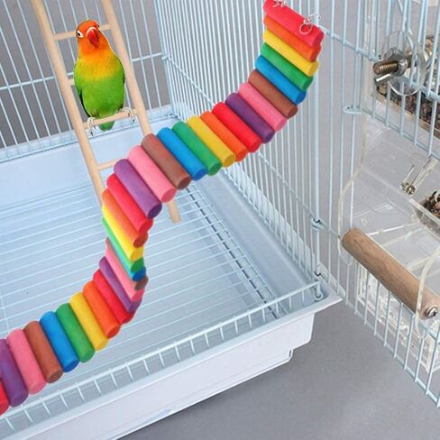 HAMILEDYI Hamster Rainbow Bridge,Flexible Bendy Climbing Ladder Hanging Wooden Chew Toy for Bird Parrot Guinea Pig Chinchilla Chipmunk Sugar Glider Gerbil Mice Squirrel Small Animal(Pack of 2) in Saudi Arabia