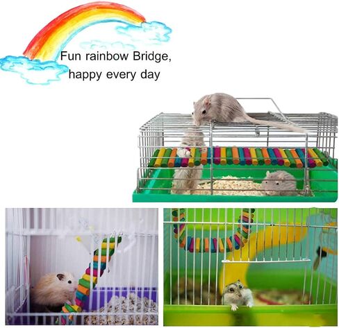 HAMILEDYI Hamster Rainbow Bridge,Flexible Bendy Climbing Ladder Hanging Wooden Chew Toy for Bird Parrot Guinea Pig Chinchilla Chipmunk Sugar Glider Gerbil Mice Squirrel Small Animal(Pack of 2) in Saudi Arabia