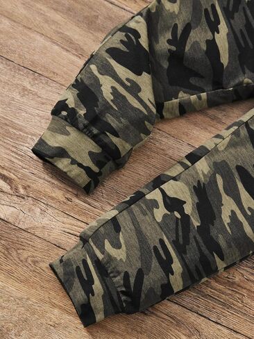 Floerns Boy's Short Sleeve T Shirt Camo Print Sweatpants Set Two Piece Outfit in Saudi Arabia