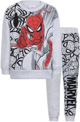 Marvel Spider-Man Boys Graphic Print 2 Piece Sweatshirt and Pants Set for Toddlers and Big Kids – Grey in Saudi Arabia