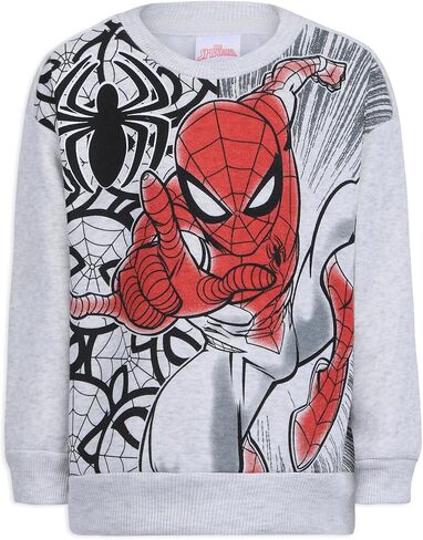 Marvel Spider-Man Boys Graphic Print 2 Piece Sweatshirt and Pants Set for Toddlers and Big Kids – Grey in Saudi Arabia