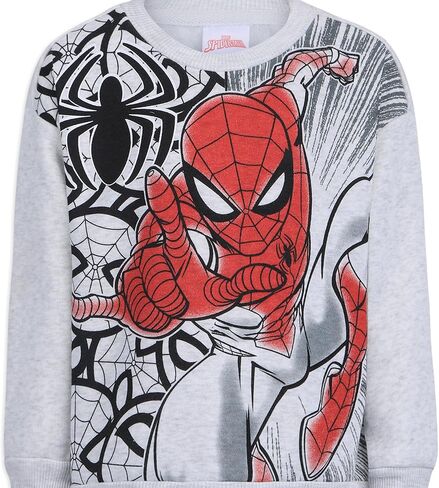 Marvel Spider-Man Boys Graphic Print 2 Piece Sweatshirt and Pants Set for Toddlers and Big Kids – Grey in Saudi Arabia