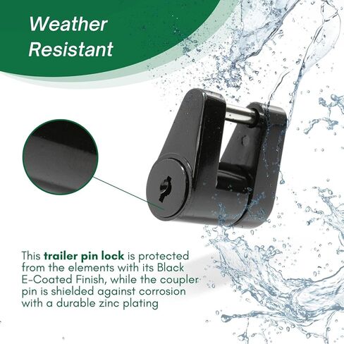 RuggedXL Black Trailer Hitch Coupler Lock, 1/4-Inch Pin Diameter, Up to 3/4-Inch Span in Kuwait