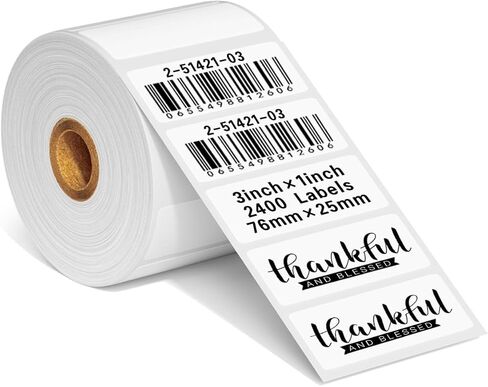 ملصقات النقل الحراري Itari 76 مم × 25 مم (3 بوصة × 1 بوصة) 1 × 2400 قطعة، 1 بوصة، متوافقة مع طابعة النقل الحراري Brothers وZebra، تستخدم فقط على مطبوعات النقل الحراري in Kuwait