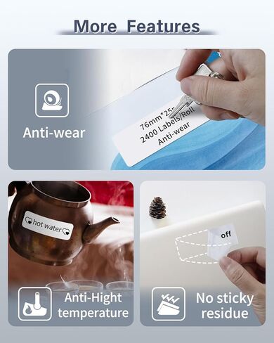 ملصقات النقل الحراري Itari 76 مم × 25 مم (3 بوصة × 1 بوصة) 1 × 2400 قطعة، 1 بوصة، متوافقة مع طابعة النقل الحراري Brothers وZebra، تستخدم فقط على مطبوعات النقل الحراري in Kuwait