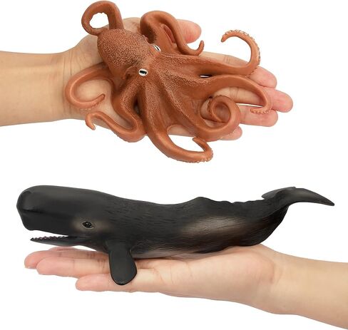 مجموعة تماثيل حيوانات البحر الكبيرة من TOYMANY مكونة من 8 قطع: أسماك القرش والحيتان والدلافين، وألعاب الحمام، وأغطية الكعك، وهدايا عيد الميلاد للأطفال والصغار in Kuwait