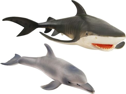 مجموعة تماثيل حيوانات البحر الكبيرة من TOYMANY مكونة من 8 قطع: أسماك القرش والحيتان والدلافين، وألعاب الحمام، وأغطية الكعك، وهدايا عيد الميلاد للأطفال والصغار in Kuwait