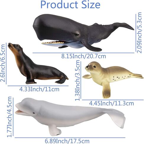 مجموعة تماثيل حيوانات البحر الكبيرة من TOYMANY مكونة من 8 قطع: أسماك القرش والحيتان والدلافين، وألعاب الحمام، وأغطية الكعك، وهدايا عيد الميلاد للأطفال والصغار in Kuwait