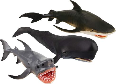 مجموعة تماثيل حيوانات البحر الكبيرة من TOYMANY مكونة من 8 قطع: أسماك القرش والحيتان والدلافين، وألعاب الحمام، وأغطية الكعك، وهدايا عيد الميلاد للأطفال والصغار in Kuwait