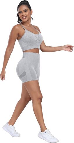 ATHVOTAR Workout Gym Biker Shorts Women: High Waisted Seamless Sports Running Butt Lifting Shorts Sets in Saudi Arabia