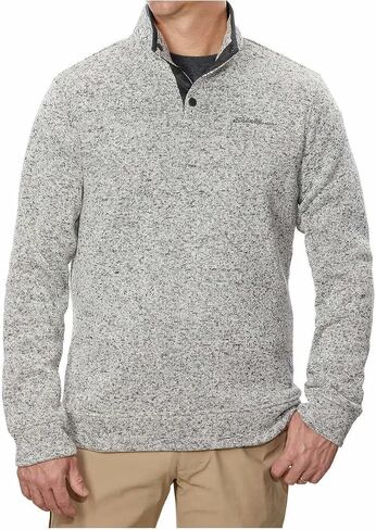 Eddie Bauer Mens Heavyweight Radiator Fleece Quarter Snap Pullover (Light Grey, Medium) in Saudi Arabia
