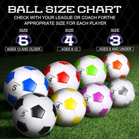 HyDren 8 Pcs Soccer Balls Bulk with Pump Operation Christmas Official Size Sport Ball Gift for Child Adult Charity Donation in Saudi Arabia