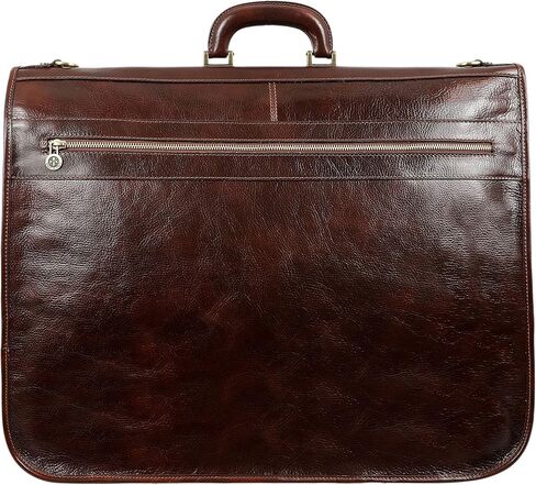 حقيبة الملابس الجلدية البدلة القماش الخشن حقيبة حمل رفيعة حقيبة حماية الفستان بني - مقاومة للوقت (بني) in Kuwait