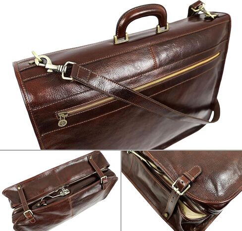 حقيبة الملابس الجلدية البدلة القماش الخشن حقيبة حمل رفيعة حقيبة حماية الفستان بني - مقاومة للوقت (بني) in Kuwait