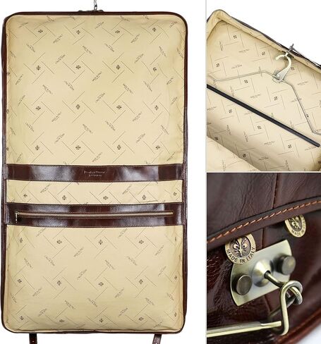 حقيبة الملابس الجلدية البدلة القماش الخشن حقيبة حمل رفيعة حقيبة حماية الفستان بني - مقاومة للوقت (بني) in Kuwait