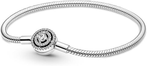 سوار سلسلة ثعبان من Pandora Moments Halo Clasp - سوار ساحر للنساء - سحر لحظات متوافقة - يتميز بالفضة الاسترليني والزركونيا المكعبة - هدية عيد الأم مع صندوق هدايا - 6.3 بوصة in Kuwait