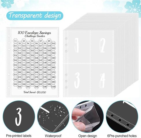 100 Envelopes Money Saving Challenge Binder – Laminated $5050 Tracker, Pre-Numbered Pockets, and Easy Budgeting Tools for Fun and Effective Savings (Blue) in Saudi Arabia