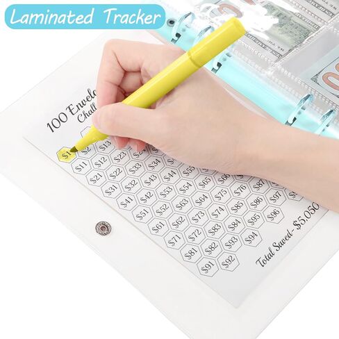 100 Envelopes Money Saving Challenge Binder – Laminated $5050 Tracker, Pre-Numbered Pockets, and Easy Budgeting Tools for Fun and Effective Savings (Blue) in Saudi Arabia
