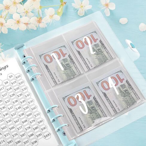 100 Envelopes Money Saving Challenge Binder – Laminated $5050 Tracker, Pre-Numbered Pockets, and Easy Budgeting Tools for Fun and Effective Savings (Blue) in Saudi Arabia