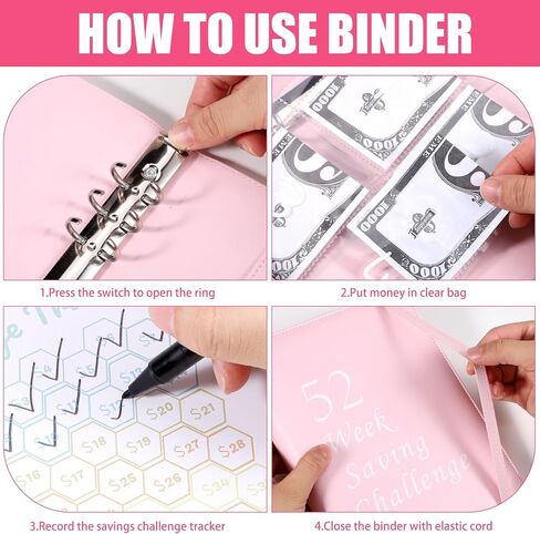52 Week Money Saving Challenge Binder, A5 Money Saving Binder with 100 Envelopes Money Saving Challenge Binder Budget Book to Easy and Fun Way to Save $1378 or $5,050 in Saudi Arabia
