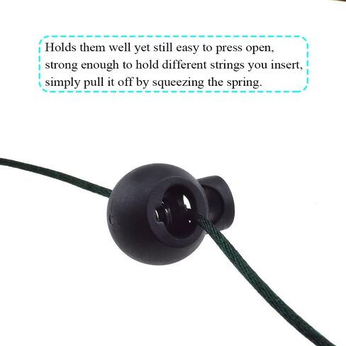 Hao Pro 20mm Width Plastic Cord Lock Strong Spring Keep Position Convenient Adjust Easy Operate Spring Toggle Stopper Lanyard String Cord Clips Black 22 PCS for Sweatpant Elastic Strap Sewing Bags in Saudi Arabia