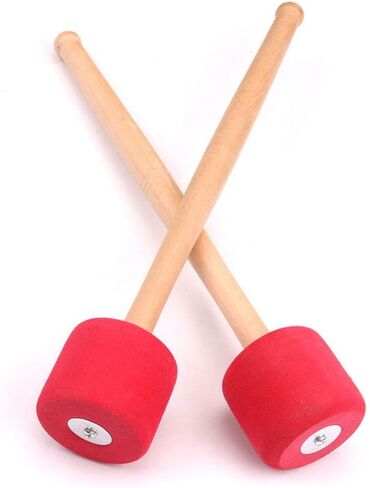 Jiayouy 13" Bass Drum Mallet Stick Foam Head & Wood Handles Drum Stick with a Carry Bag Percussion Instrument Band Accessory 2Pcs in Saudi Arabia