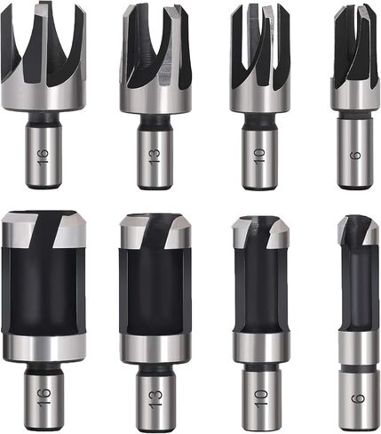 8Pcs Wood Plug Cutter Drills Bit Set Straight and Tapered Taper,(5/8", 1/2", 3/8", 1/4") Carbon Steel Woodworking Cutting Tool in Saudi Arabia
