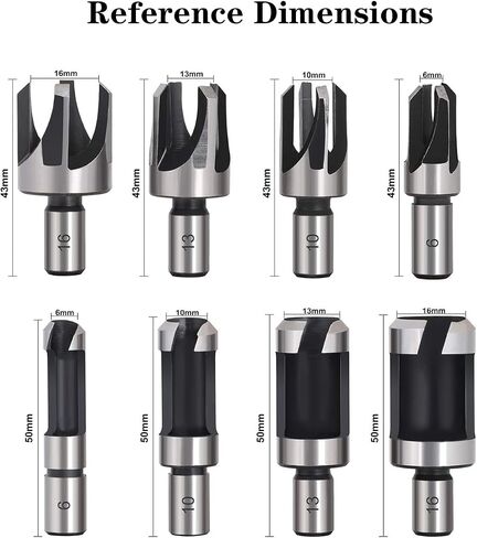 8Pcs Wood Plug Cutter Drills Bit Set Straight and Tapered Taper,(5/8", 1/2", 3/8", 1/4") Carbon Steel Woodworking Cutting Tool in Saudi Arabia