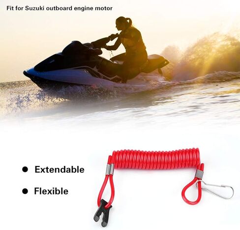 Acouto Kill Switch الحبل لسوزوكي Outboard Kill Switch الحبل في حالات الطوارئ السلامة Kill Stop Switch الحبل الخارجي مشبك أمان الإشعال مناسب لسوزوكي in Kuwait