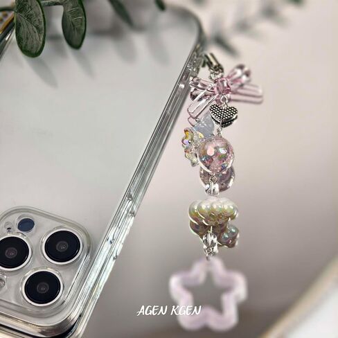 AGEN KGEN Aesthetic Y2K Pink Phone Charm Cute Cell Phone Charms Strawberry Star Heart Phone Straps Charms Y2K Accessories for Women Girls Phone Bag Camera Pendants Decor in Kuwait
