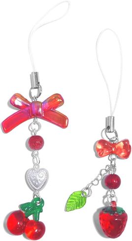 AGEN KGEN Aesthetic Y2K Pink Phone Charm Cute Cell Phone Charms Strawberry Star Heart Phone Straps Charms Y2K Accessories for Women Girls Phone Bag Camera Pendants Decor in Saudi Arabia