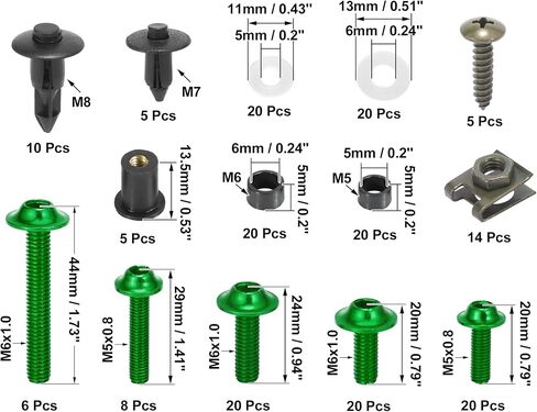 F FIERCE CYCLE 195pcs Universal Motorcycle Fairing Body Bolts Fastener Clips Screws Nuts Purple & Black for Kawasaki for Suzuki for Honda for Yamaha for BMW in Saudi Arabia