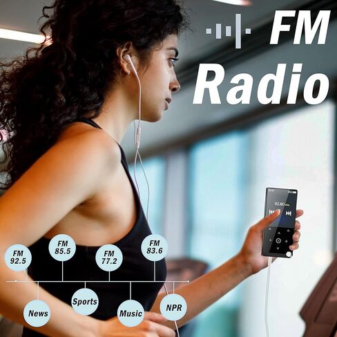 مشغل MP3 سعة 64 جيجابايت مع بلوتوث، مشغل موسيقى Sunoony مع مكبر صوت وسماعات، راديو FM، مكبر صوت عالي الدقة مدمج، صوت HiFi بدون فقد، بطاقة TF، عارض فيديو/صور/كتاب إلكتروني مشغل وسائط Walkman للأطفال in Kuwait