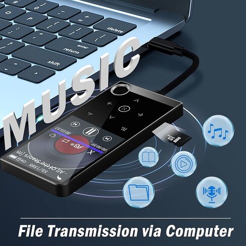 مشغل MP3 سعة 64 جيجابايت مع بلوتوث، مشغل موسيقى Sunoony مع مكبر صوت وسماعات، راديو FM، مكبر صوت عالي الدقة مدمج، صوت HiFi بدون فقد، بطاقة TF، عارض فيديو/صور/كتاب إلكتروني مشغل وسائط Walkman للأطفال in Kuwait