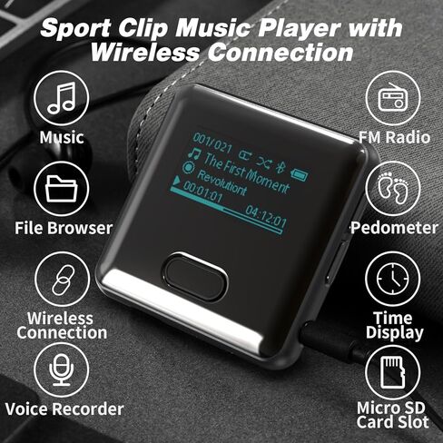 مشغل MP3 wiwoo مع بلوتوث، مشغل MP3 رياضي بلوتوث بسعة 16 جيجابايت مع حزام ساعة ومشبك للتسلق والمشي لمسافات طويلة وركوب الدراجات والركض واليوجا مع راديو FM ومسجل صوت وعداد الخطى وبطاقة SD صغيرة تصل إلى 128 جيجابايت in Kuwait