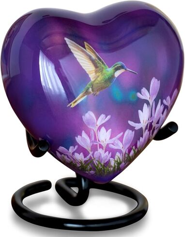 Olivia Memorials Heart Urn for Ashes Women Men Adult | Mini Hummingbird Urn for Female Male Carefully Handcrafted Funeral Decorative Small Purple Urn for Mom Dad Mother Baby Infant Pet Cat Dog in Saudi Arabia