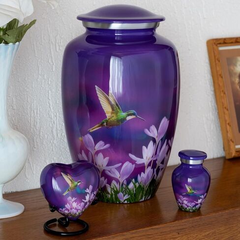 Olivia Memorials Heart Urn for Ashes Women Men Adult | Mini Hummingbird Urn for Female Male Carefully Handcrafted Funeral Decorative Small Purple Urn for Mom Dad Mother Baby Infant Pet Cat Dog in Saudi Arabia