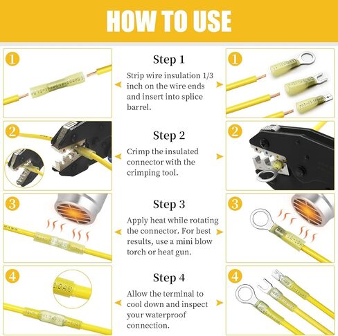 Camtek 525PCS Heat Shrink Wire Connectors, 22-10 AWG Marine Grade Heat Shrink Butt Connectors, Waterproof Electrical Wire Terminals Kit Insulated Ring Fork Spade Butt Splices for Automotive Boat Truck in Saudi Arabia