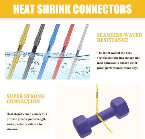 Camtek 525PCS Heat Shrink Wire Connectors, 22-10 AWG Marine Grade Heat Shrink Butt Connectors, Waterproof Electrical Wire Terminals Kit Insulated Ring Fork Spade Butt Splices for Automotive Boat Truck in Saudi Arabia