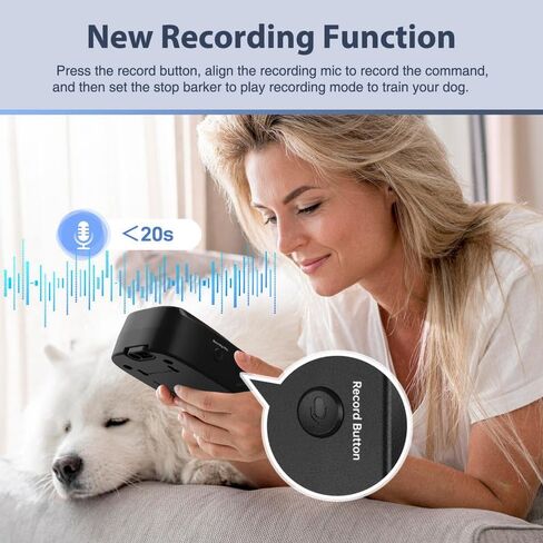 أجهزة ردع نباح الكلاب مع جهاز تحكم عن بعد، نطاق جهاز مضاد للنباح يصل إلى 33 قدمًا، أجهزة التحكم في نباح الكلاب مع تسجيل و3 وظائف قابلة للتعديل، رادع النباح الصوتي مناسب لكلب واحد in Kuwait