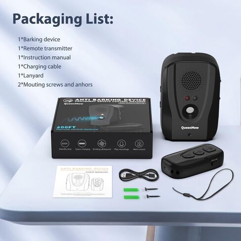 أجهزة ردع نباح الكلاب مع جهاز تحكم عن بعد، نطاق جهاز مضاد للنباح يصل إلى 33 قدمًا، أجهزة التحكم في نباح الكلاب مع تسجيل و3 وظائف قابلة للتعديل، رادع النباح الصوتي مناسب لكلب واحد in Kuwait
