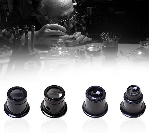 Jewelers Loupe Portable Monocular Magnifier Experimental Tools Magnifying Glass Jewelry Tools for Eye Magnifier Lens Repair Kit(5X 10X 15X 20X 4pcs) in Saudi Arabia