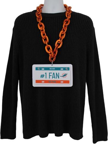 FOCO Miami Dolphins NFL #1 Fan License Plate Team Necklace, Orange in Saudi Arabia