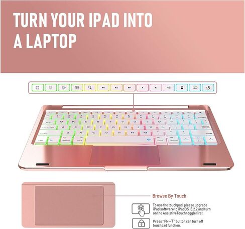 حافظة لوحة المفاتيح Phixnozar لجهاز iPad الجيل التاسع (10.2 2021) / الثامن (10.2 بوصة 2020) / السابع (10.2 2019) / iPad Air الجيل الثالث 10.5 2019/iPad Pro 10.5 2017 - وظيفة لوحة اللمس الثابتة in Kuwait