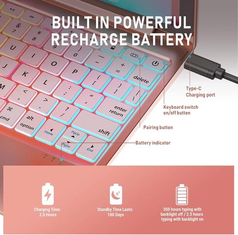 حافظة لوحة المفاتيح Phixnozar لجهاز iPad الجيل التاسع (10.2 2021) / الثامن (10.2 بوصة 2020) / السابع (10.2 2019) / iPad Air الجيل الثالث 10.5 2019/iPad Pro 10.5 2017 - وظيفة لوحة اللمس الثابتة in Kuwait