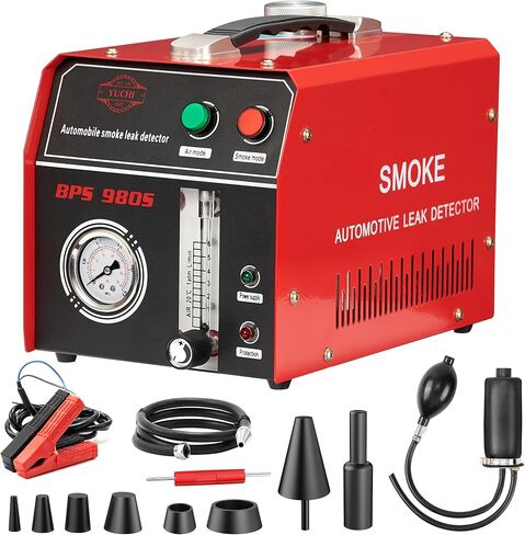 كاشف تسرب آلة دخان السيارات من Blogole - مضخة هواء مدمجة، ومقياس التدفق، ومقياس الضغط - جهاز اختبار تسرب آلة الدخان EVAP بتيار مستمر 12 فولت للمكنسة الكهربائية والوقود والأنابيب وأنظمة السيارات الأخرى - أحمر in Kuwait