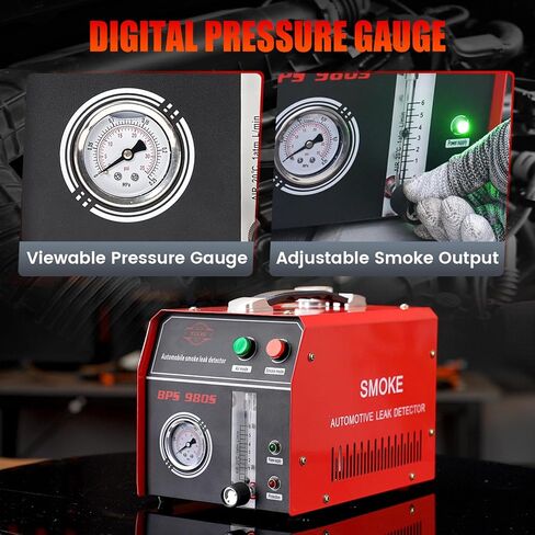 كاشف تسرب آلة دخان السيارات من Blogole - مضخة هواء مدمجة، ومقياس التدفق، ومقياس الضغط - جهاز اختبار تسرب آلة الدخان EVAP بتيار مستمر 12 فولت للمكنسة الكهربائية والوقود والأنابيب وأنظمة السيارات الأخرى - أحمر in Kuwait