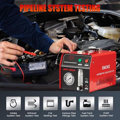 كاشف تسرب آلة دخان السيارات من Blogole - مضخة هواء مدمجة، ومقياس التدفق، ومقياس الضغط - جهاز اختبار تسرب آلة الدخان EVAP بتيار مستمر 12 فولت للمكنسة الكهربائية والوقود والأنابيب وأنظمة السيارات الأخرى - أحمر in Kuwait