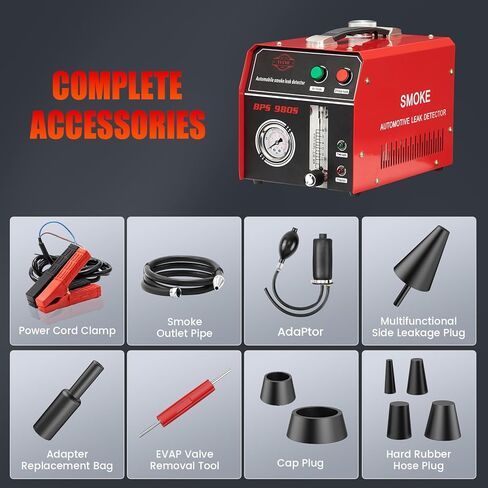 كاشف تسرب آلة دخان السيارات من Blogole - مضخة هواء مدمجة، ومقياس التدفق، ومقياس الضغط - جهاز اختبار تسرب آلة الدخان EVAP بتيار مستمر 12 فولت للمكنسة الكهربائية والوقود والأنابيب وأنظمة السيارات الأخرى - أحمر in Kuwait