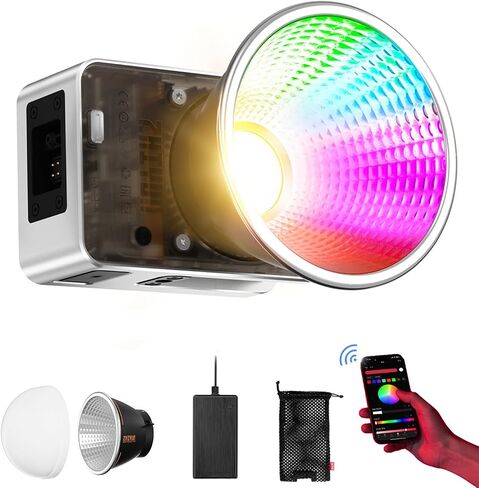ZHIYUN Molus X60 RGB 60W COB Video Light, 319g Portable LED Light, 2700K-6500K CRI 95 TLCI 98 w/Detachable Grip Battery,Support APP Control and PD Charge (Standard Package) in Saudi Arabia